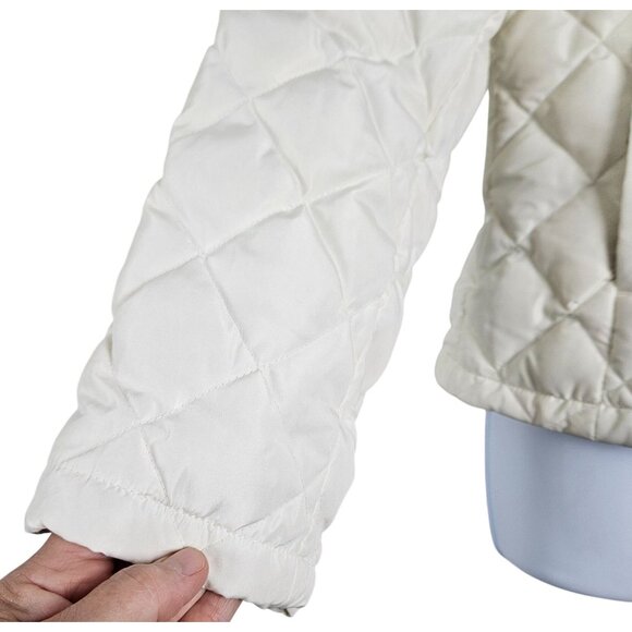Kenneth Cole Womens Off White Med Quilted Jacket High Collar & Front Pockets - Picture 5 of 10